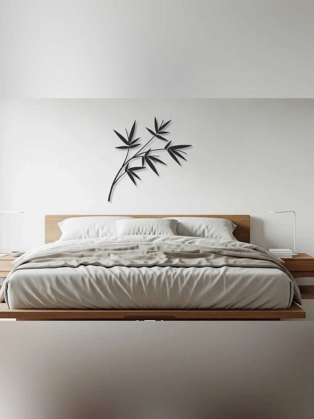 Modern Zen Bamboo Bronze Metal Botanical Wall Art Hanging Sculpture 28” x 19”